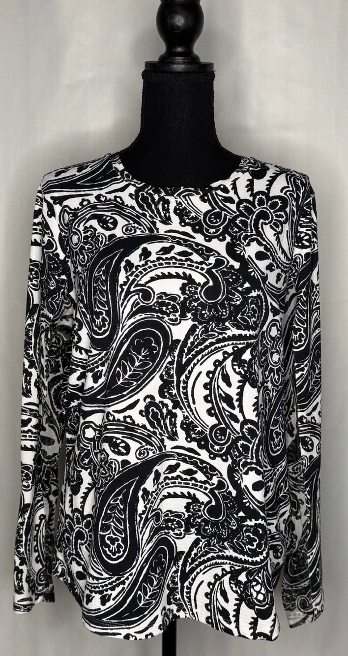 Womens IBKUL Pippa Paisley Print Top Size XL Golf Tennis Activewear Athleisure